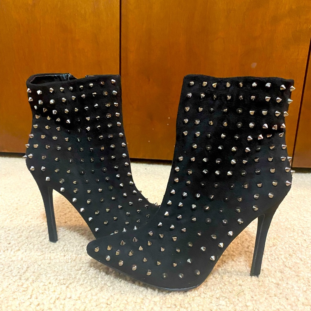 Black spiked booties